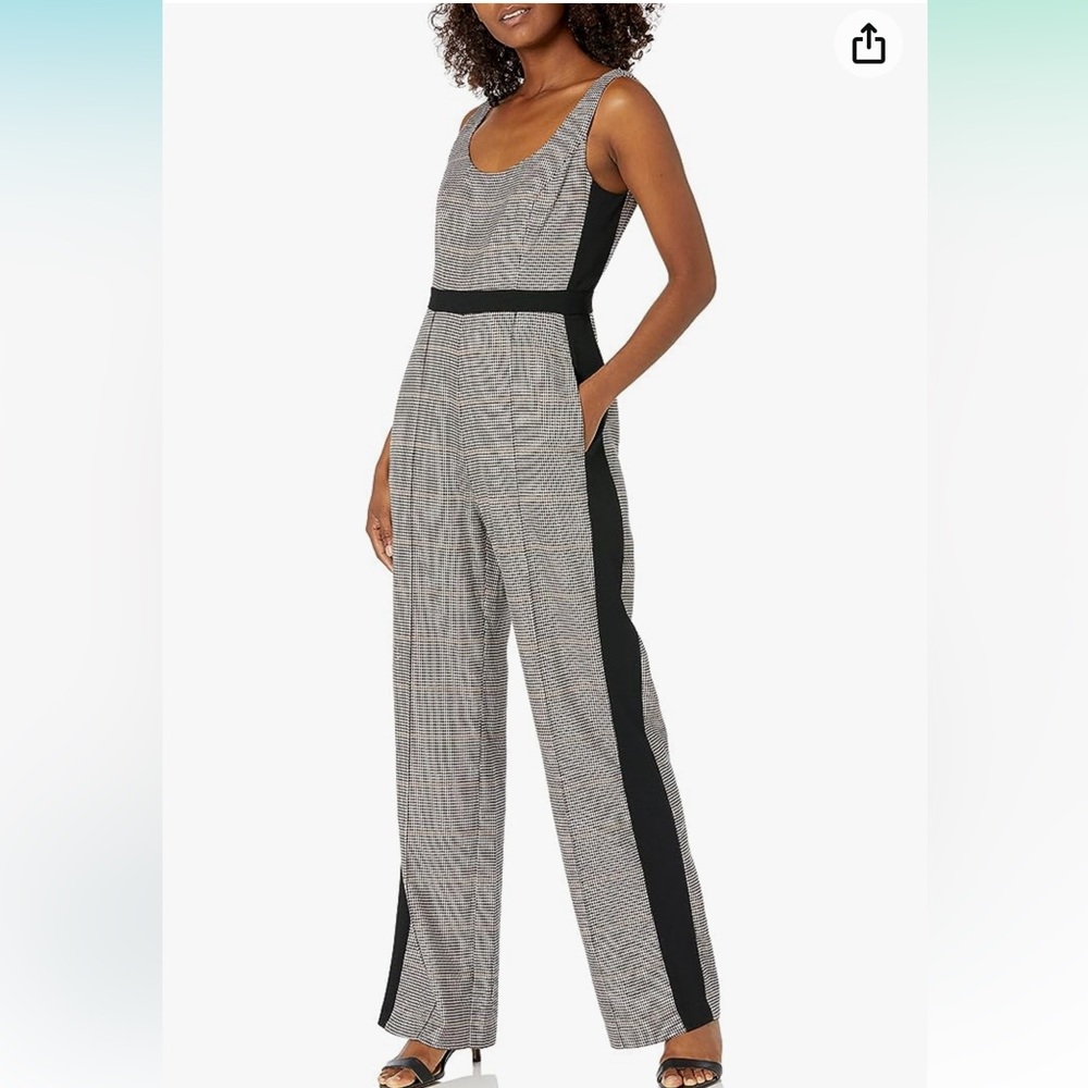 Donna Morgan Houndstooth Wide Leg Jumpsuit